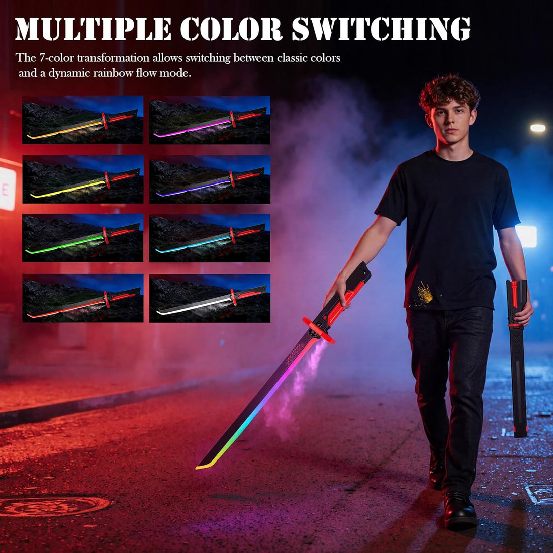 Lightsaber katana with spark,smoke and RGB lights