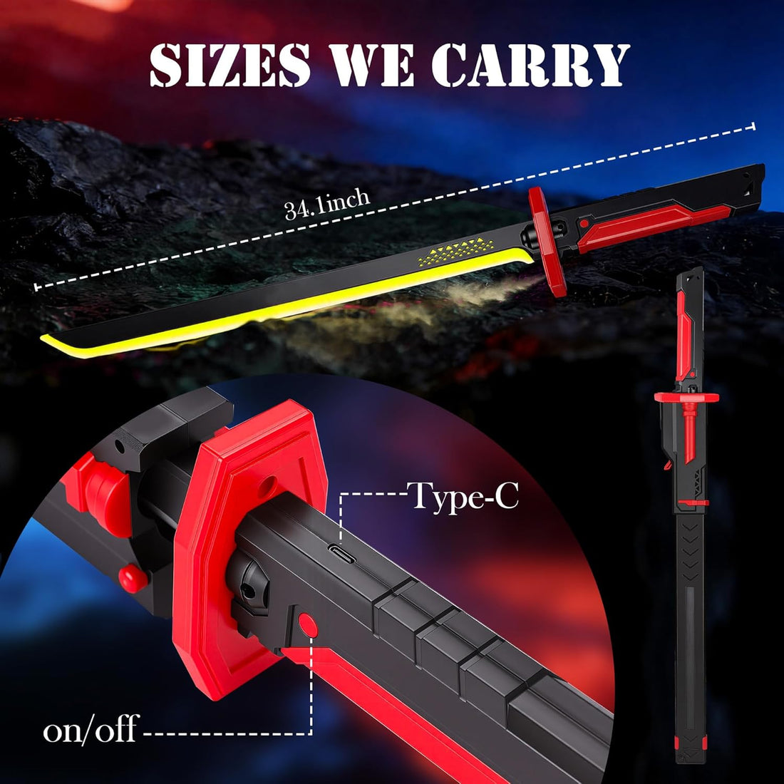 Lightsaber katana with spark,smoke and RGB lights