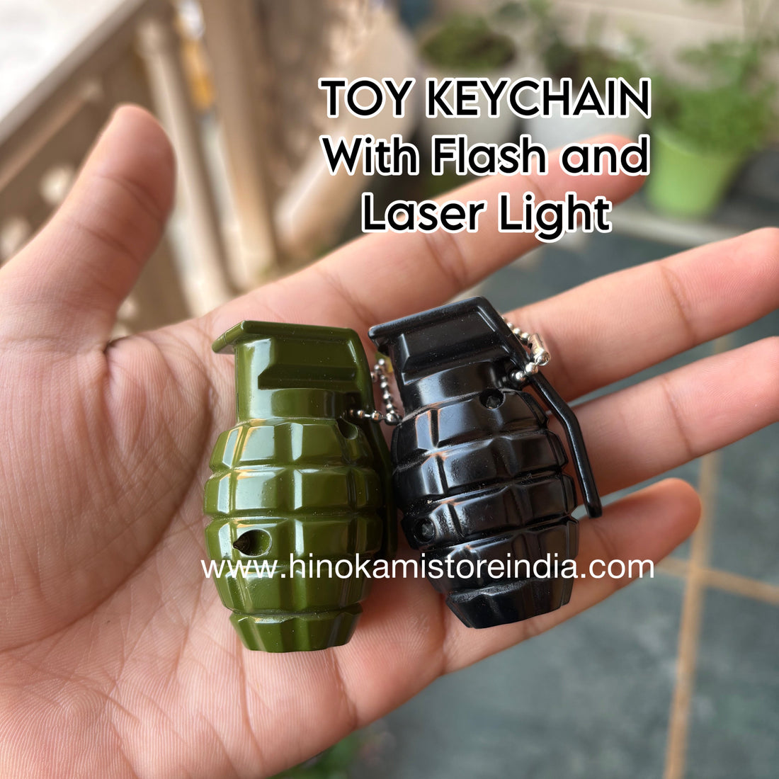 Grenade Toy Keychain with LED Flash and laser light