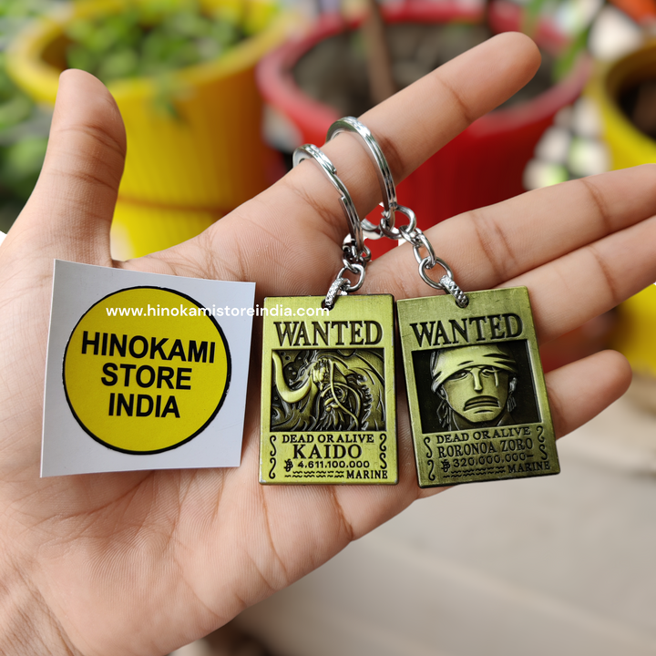One piece wanted keychains ( engraved metal )