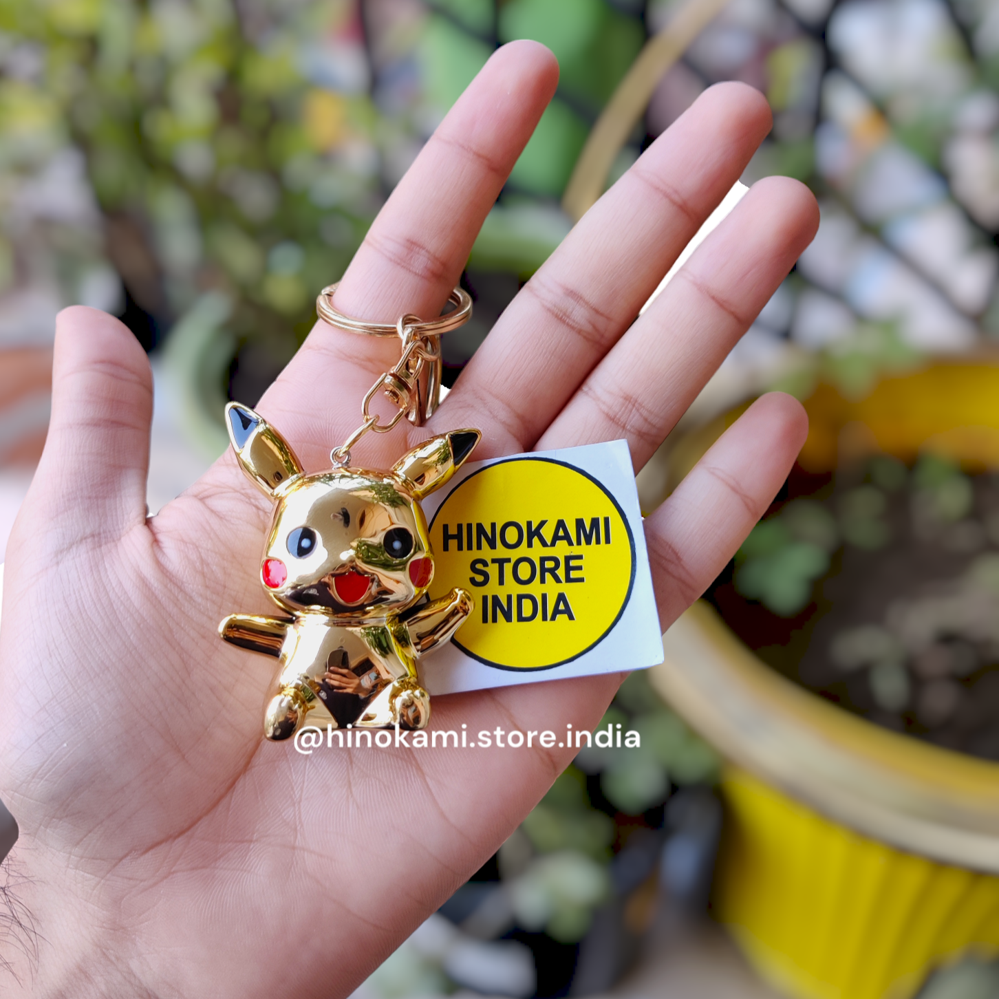 Pikachu golden 3d metal keychain
